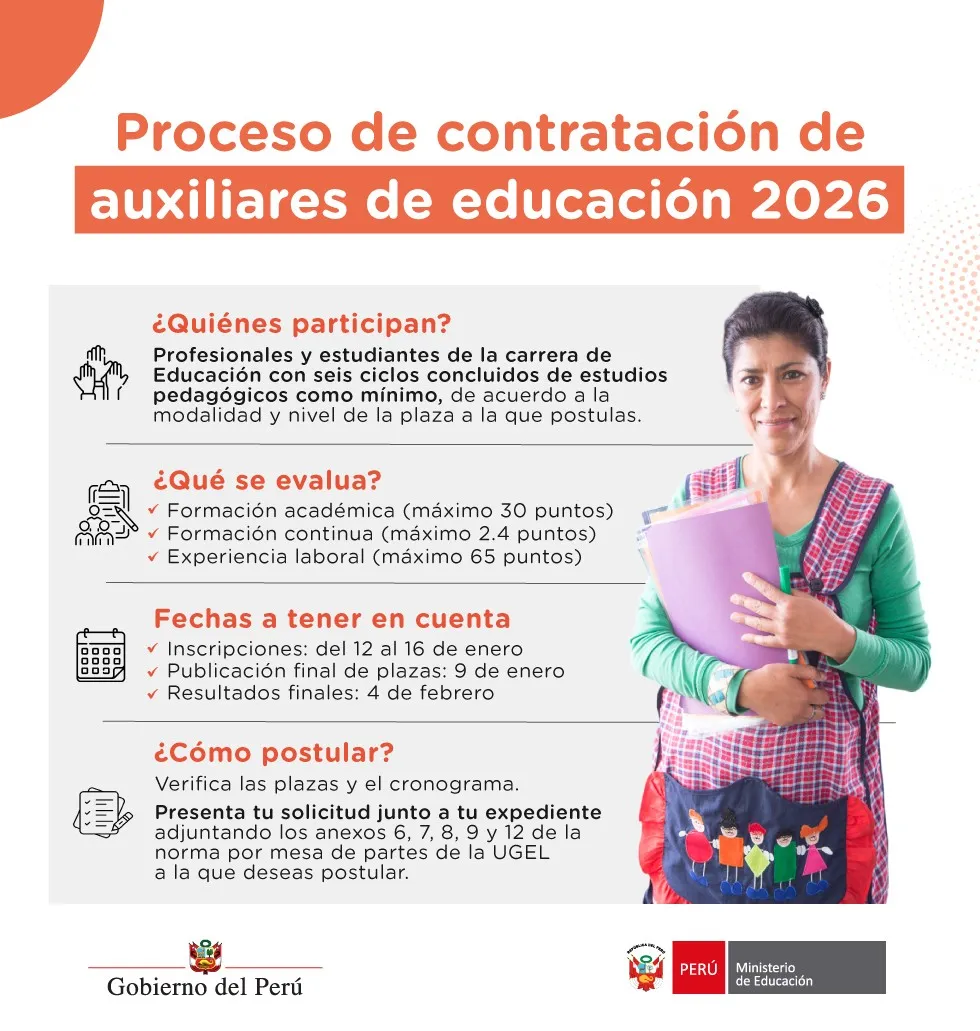 Contratación de Auxiliares de Educación 2026